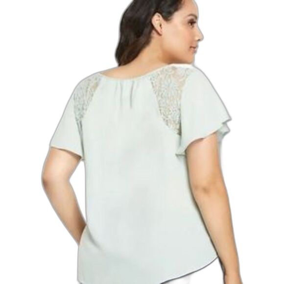 Torrid Mint Green Polyester and Lace Tulip Sleeve Blouse Plus Size 1X - Picture 13 of 13